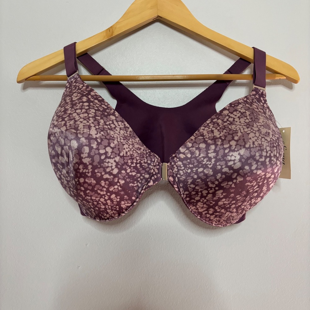 Soma Women Bra 38DD Purple Floral Vanishing Back Full Coverage FR CL Support NWT